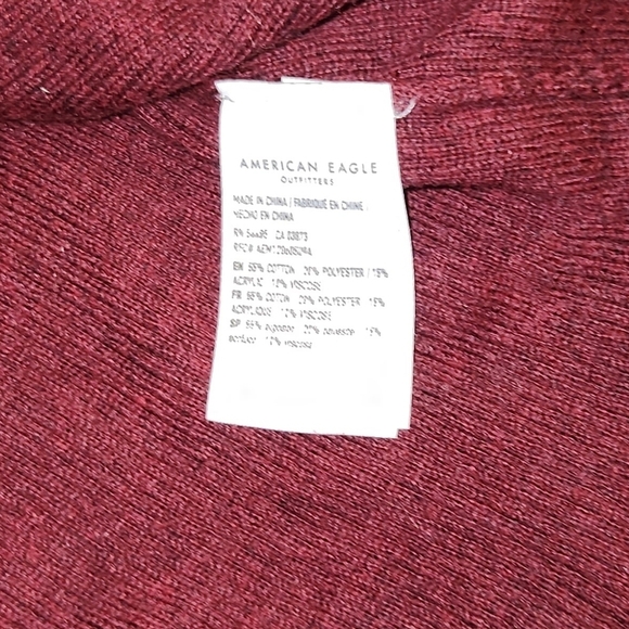 American Eagle Maroon Knit Long Sleeve Cotton Blend Top - Picture 5 of 7